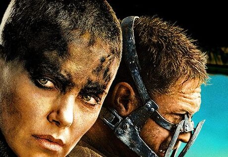 Charlize Theron and Tom Hardy during a scene of the movie Mad Max.